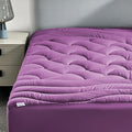 SLEEP ZONE Cooling Mattress Topper Twin XL for College Dorm, Premium Zoned Quilted Mattress Pad, Fitted Mattress Protector Cover Washable, Deep Pocket 8-21 inch, Purple, Twin XL