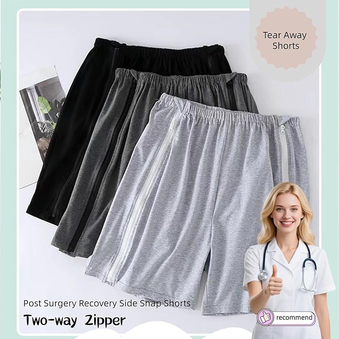 Bedridden Patient Clothing,Full Open Patients Care Trousers,Unisex Fracture Pants,Disability Clothes with Zippers,Suit for Fracture,Disable,Elderly(Black,L)