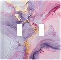 Decorative Switch Plates Pink Marble Abstract Purple Gold Texture 2 Gang Double Toggle Outlet Light Switch Cover Wall Plate Electrical Faceplate for Bathroom living Room Decor