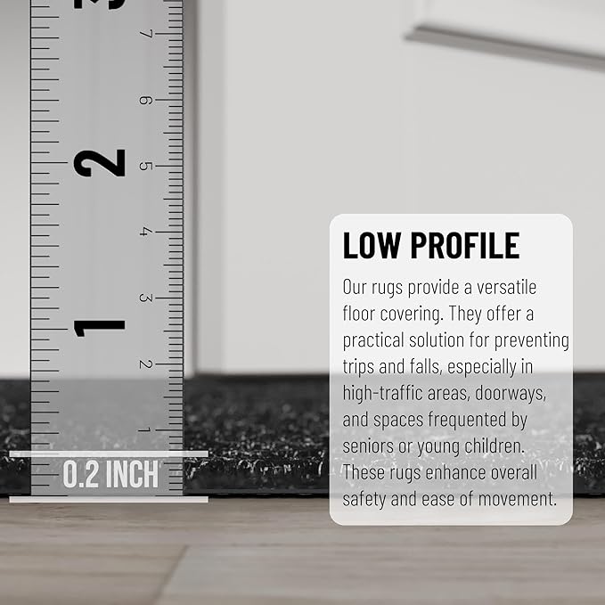 Ottomanson 2'7" x 43' Hallway Runner with Scraper Pile - Extra Durable Non-Slip Rug Mat for Indoor & Outdoor Use - Ideal for Kitchen, Entryway & Garage - High-Traffic Carpet, Black