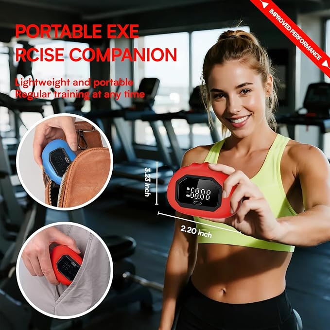 Hand Grip Strength Tester Trainer - Strength Dynamometer for Fun Rechargeable Hand Exercising Device with Finger Exerciser and Stretcher Exercise Workout Equipment