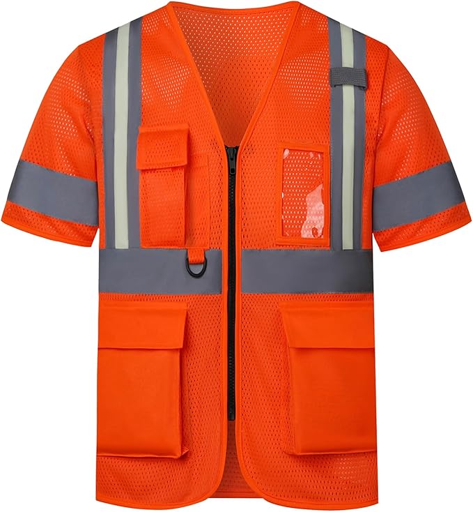 A-SAFETY Orange X Small Glow High vis Reflective safety Vest Class 3