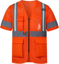 A-SAFETY High vis Reflective Mesh safety Vest ANSI Class 3,with Pockets and Zipper