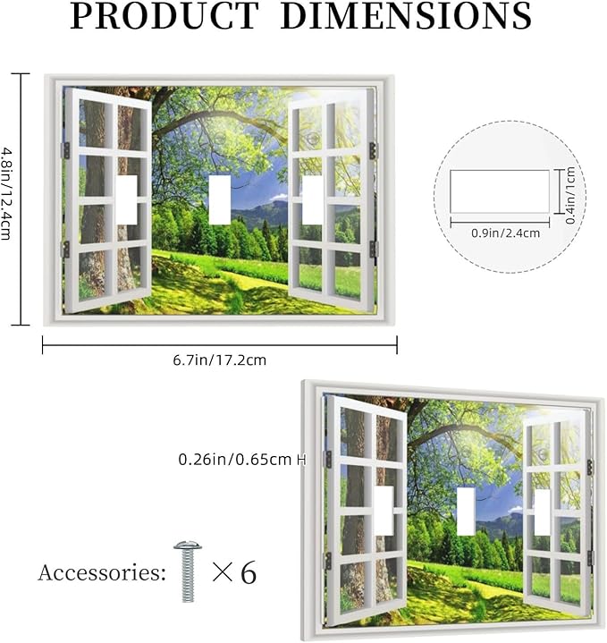 Light Switch Cover Window View Green Rustic Nature Wilderness 3 Gang Wall Plate Triple Light Switch Plate Toggle Decorative Outlet Covers Electrical Switchplate for Bathroom Bedroom Decor
