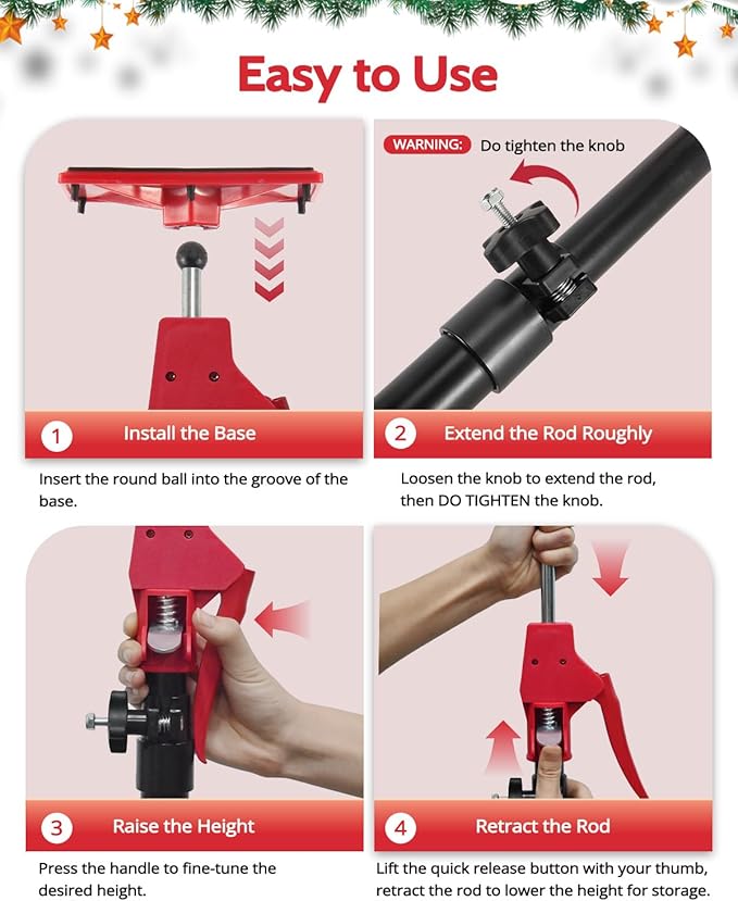 XINQIAO Cabinet Jacks for Installing Cabinets, Light Duty Third Hand Tools Adjustable Support Pole from 15.7 in to 27.6 in, 4 PCS