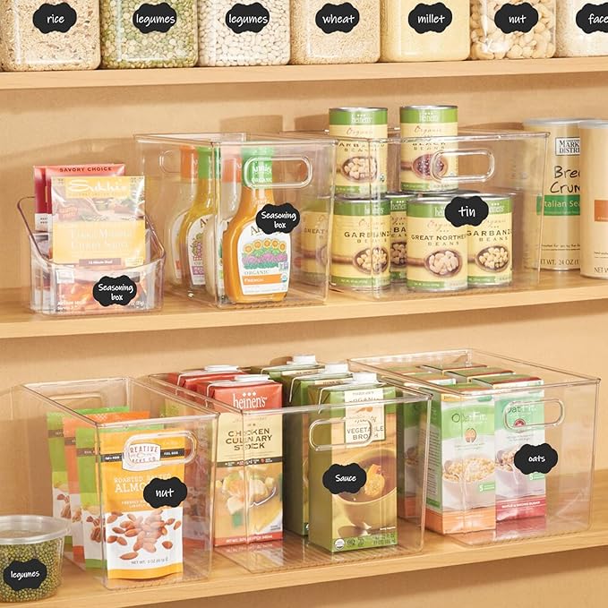 12PCS Basket Labels, Premium Bin Basket Labels Clip On, Pantry Basket Labels Tags for Storage Bins Fabric Cubes Wicker Organization