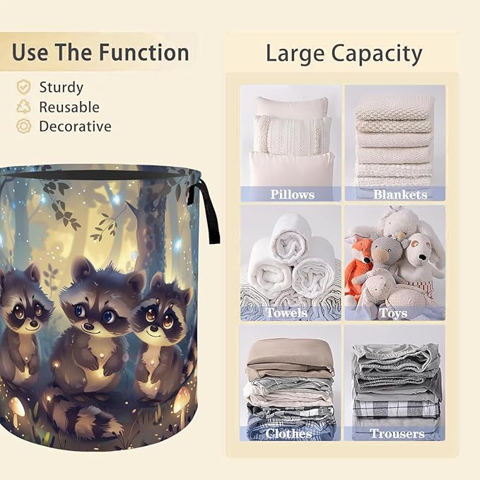 Funny Duck Laundry Basket Hamper for Boys Girls Kids Adults, Foldable Waterproof Oxford Clothes Storage Bin, Cute Cartoon Farm Animal Organizer for Bedroom Bathroom Room Decor 19.7"x15.8"