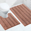 Turquoize Bathroom Rugs Set Non-Slip Bath Mats for Bathroom Super Absorbent Shaggy Rugs for Tub Shower Toilet Soft Plush Bath Rug Plus U Contour Rug (Oversized: 24" x 36" and 20" x 24" U), Muted Clay