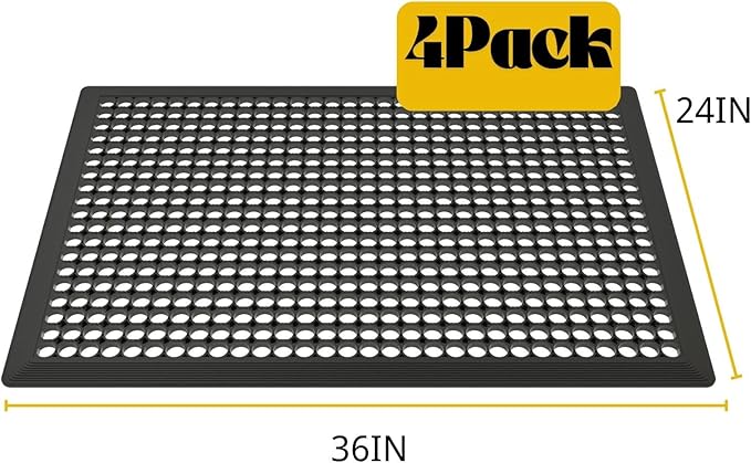 BESEA 4Pack Rubber Floor Mats 24 x 36 Inch – Heavy Duty Outdoor Door Mats with Non-Slip Mesh Design, Weatherproof Garage Floor Mat, Kitchen Floor Mat for Wet or Slippery Areas