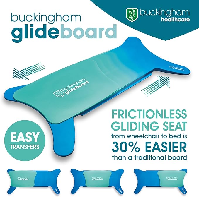 Buckingham Glideboard – British Made Transfer Board for Wheelchair to Chair, Car & Bed | Sliding Seat Mobility Aid for Elderly & Disabled - White/White