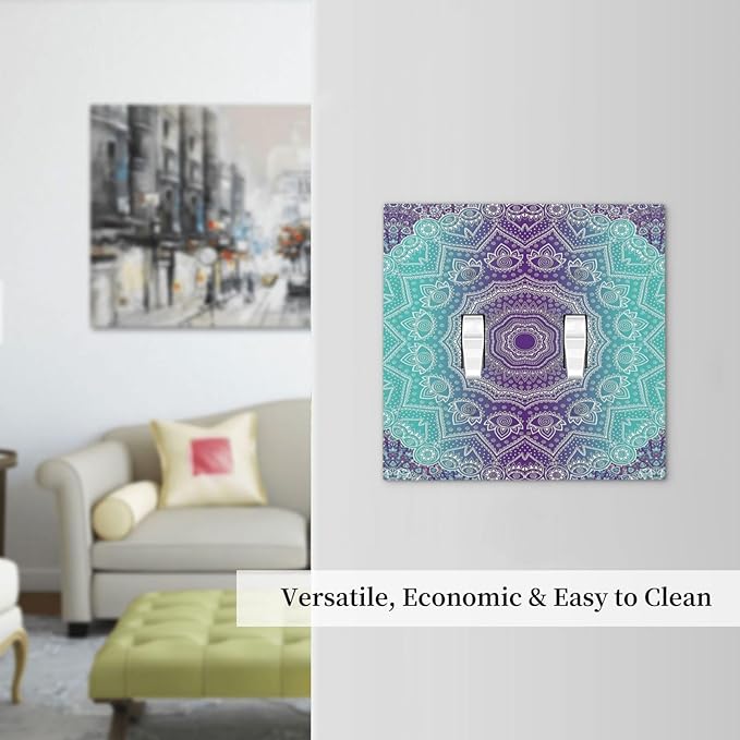 Light Switch Cover Ombre Modern Mandala Floral Geometric 2 Gang Wall Plate Double Light Switch Plate Toggle Decorative Outlet Covers Electrical Switchplate for Bathroom Bedroom Decor
