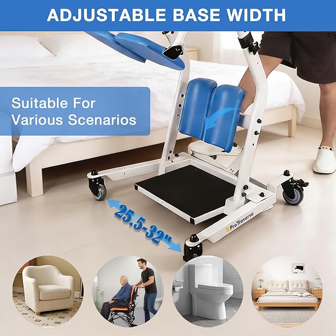 Stand Assist Lift – Sit to Stand Patient Transfer Chair for Elderly & Disabled, 400 lbs Capacity Lift Aid with Adjustable Height – Home & Nursing Care Mobility Support,Blue