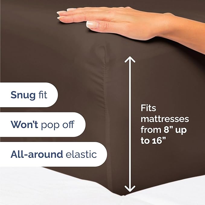 Twin 4 Piece Sheet Set - Cooling & Breathable Bed Sheets - Hotel Luxury Bed Sheets for Women, Men, Kids & Teens - Comfy Bedding with Deep Pockets & Easy Fit - Soft and Wrinkle Free - Twin Brown Sheets
