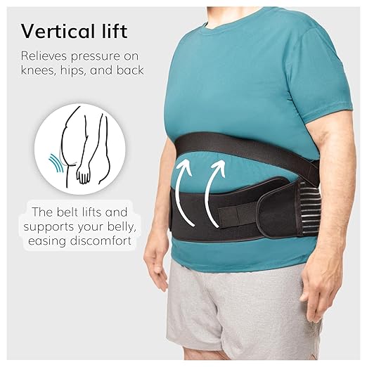 BraceAbility Obesity Belt Stomach Holder - Plus Size Men and Women's Big Belly Support Band Girdle for Hanging Stomach, Pendulous Abdominal Support, Lower Tummy Fat Lifter Pannus Sling (XL)