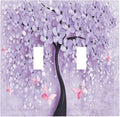 Light Switch Cover 3D Purple Tree 2 Gang Wall Plate Double Light Switch Plate Toggle Decorative Outlet Covers Electrical Switchplate for Bathroom Bedroom Decor