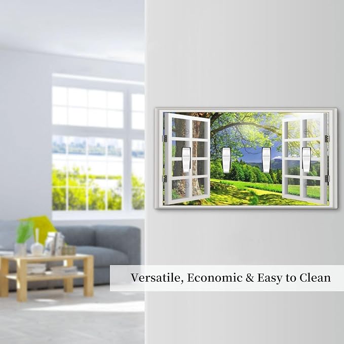Light Switch Cover Window View Green Rustic Nature Wilderness 4 Gang Switch Plate Quad Toggle Wall Plates Decorative Switchplate Electrical Outlet Cover Plates for Bathroom Bedroom Decor