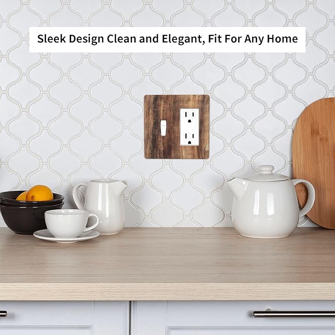 Outlet Covers Vintage Rustic Brown Wood Grain 1 Toggle 1 Rocker Combination Decorative Wall Plate Electrical Switch Plates Light Switch Cover Plate for Bedroom Farmhouse Decor