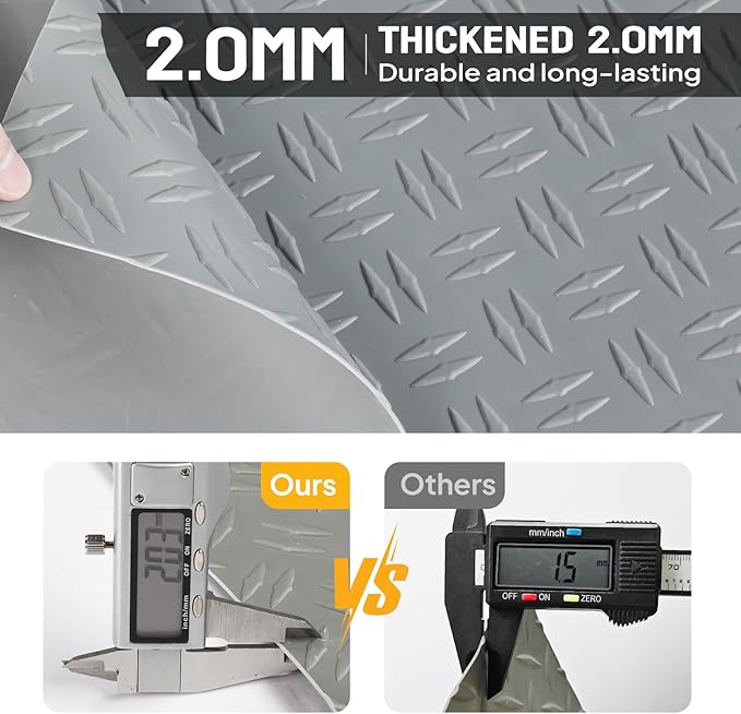 Bonnlo 7.5 X 20 FT Garage Floor Mat,Thickened Double Diamond Plate Garage Floor Covering, PVC Garage Flooring Roll for Under Car,Garage, Warehouse, Gyms, Trailer,Gray