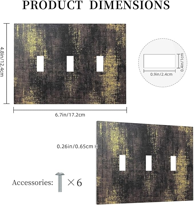 Decorative Switch Plates Vintage Industrial Rusty Metallic 3 Gang Wall Plate Triple Toggle Light Switch Cover Faceplate Electrical Wall Panels For Farmhouse Cabin Decor