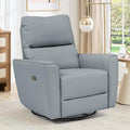 Power Recliner Chair Swivel Glider Faux Leather Upholstered Nursery Rocker Reclining Sofa Chair with Charging Port, Curved Armrests & Padded Backrest for Living Room and Bedroom (Power Gray)