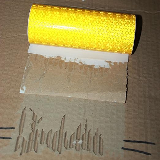Yellow Reflective Tape 8 inch Wide, Outdoor Waterproof Hazard Conspicuity Safety Warning Industrial Marking Tape (10 feet)