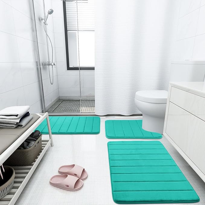 Buganda Memory Foam Bath Mat, 60" x 24", Ultra Soft and Non-Slip Bathroom Rugs, Water Absorbent and Machine Washable Bath Rug Runner for Bathroom, Shower, and Tub, Teal