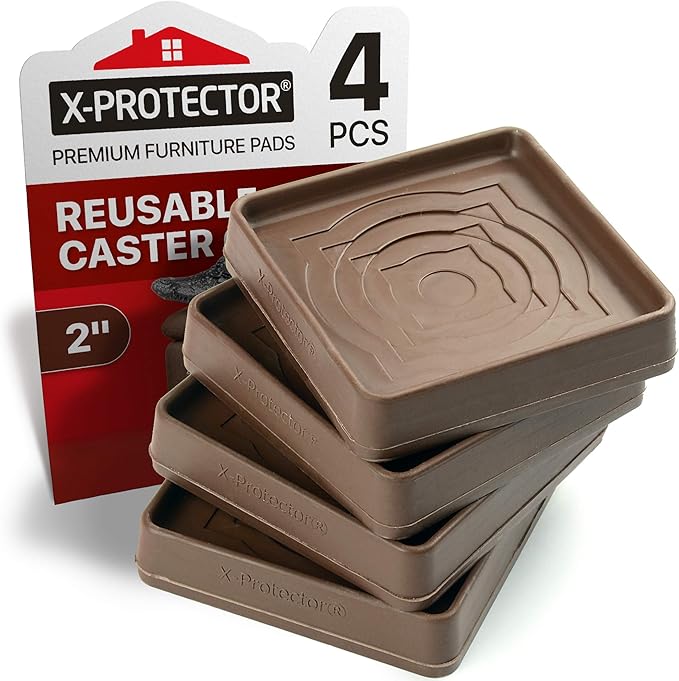 Furniture Cups X-PROTECTOR – 2" Caster Cups 4 PCS – Premium Furniture Coasters – Ideal Bed Stoppers – Non Skid Furniture Pads with a Perfect Design – Rubber Furniture Pads - Protect Any Flooring!
