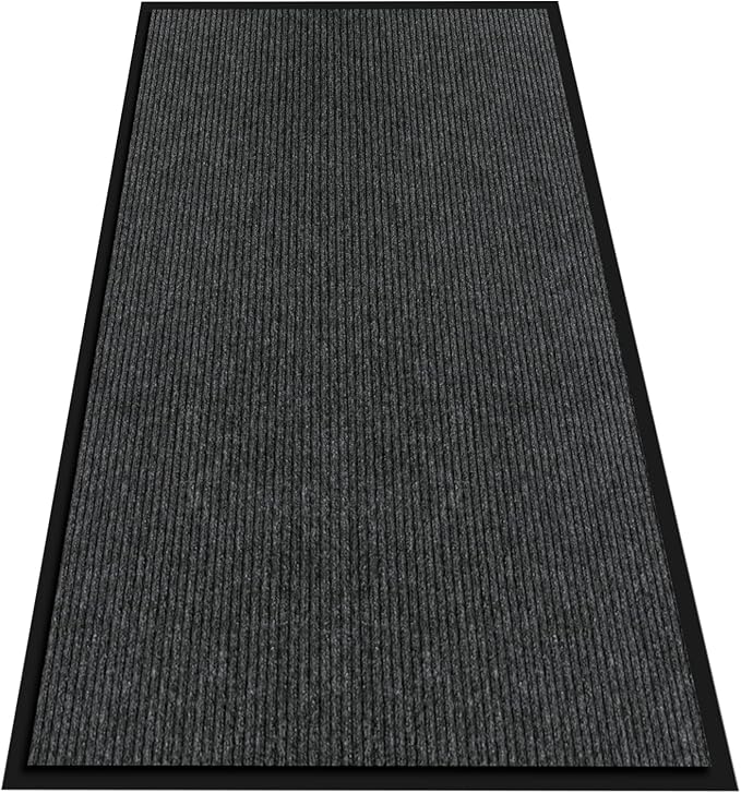 2' X 6' Commercial Grade Hallway Runner Rug, Industrial Rug Heavy Duty Brush Step Entrance Mat Weather Utility Rug with Non Slip Rubber Backing, Commercial Traffic Guard Door Carpet, Jet Black