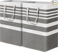 2 Pack Laundry Baskets 75L Large, Waterproof Freestanding Collapsible Laundry Hamper with Reinforced Handles, Grey Clothes Hamper for Dorm, Bathroom, Bedroom, Laundry Room