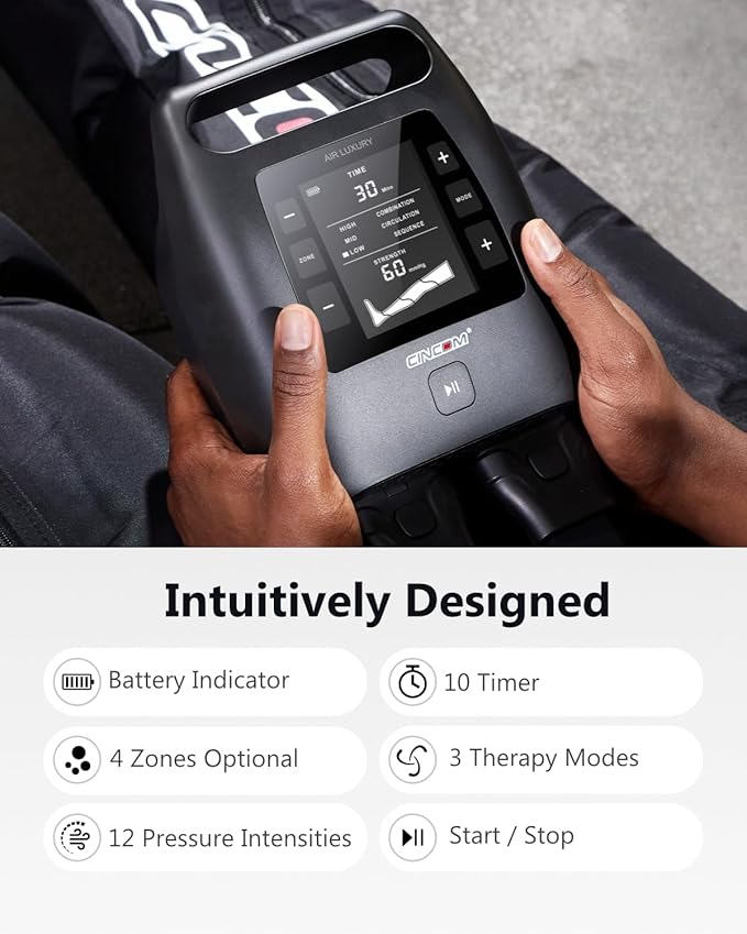 CINCOM Cordless Leg Recovery System with Dynamic Compression Massage Technology - 3 Different Sizes for Everyone (Small)