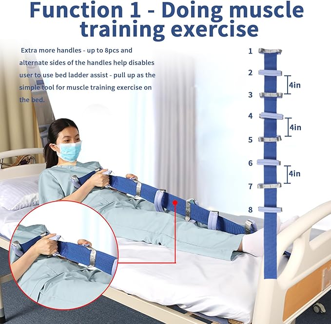 Bed Ladder Assist,Pull Up Assist Ladder with Handle,Bed Rope Ladder for Seniors,Adaptive Bed Assistance Products,Mobility & Daily Living Aids for Elderly, Postoperative,Pregnant,etc. - 1 pcs