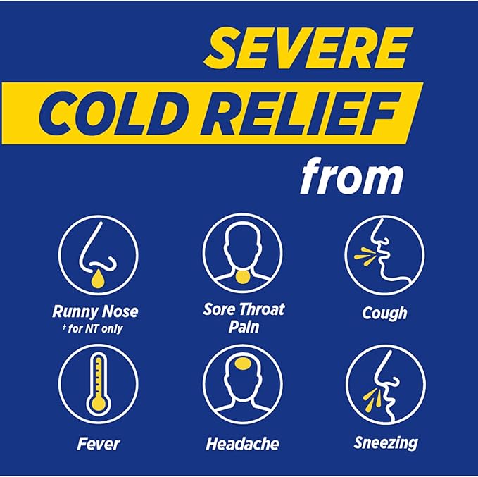 Theraflu Combo Daytime and Nighttime Severe Cold Relief Honey Lemon Flavor Powder and Daytime Severe Cold Relief Berry Burst Flavor Powder, 6 Day + 6 Nighttime, and 6 Berry Burst Packets