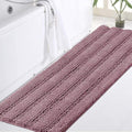 Turquoize Luxury Shaggy Bath Runner Rug, Extra Long Non Slip, Large, Extra Soft and Absorbent Indoor Bath Mat, 47 x 17 Inches, Mauve/Rose