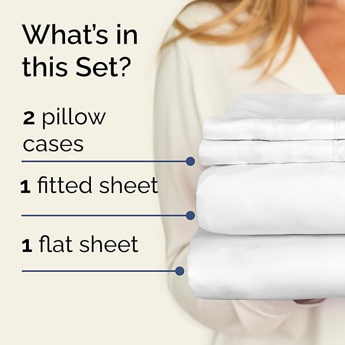 Twin 4 Piece Sheet Set - Cooling & Breathable Bed Sheets - Hotel Luxury Bed Sheets for Women, Men, Kids & Teens - Comfy Bedding with Deep Pockets & Easy Fit - Soft and Wrinkle Free - Twin White Sheets