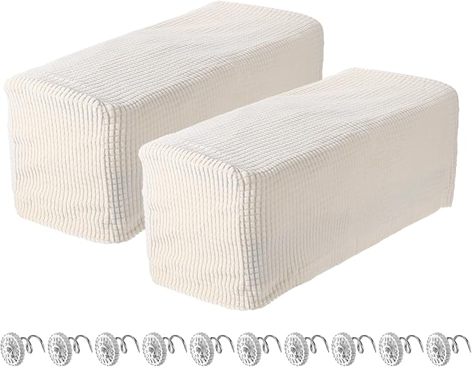 uxcell 2pcs Stretch Armrest Covers for Chairs/Sofas, Couch Arm Covers with Twist Pin, Furniture Protector Slipcovers White