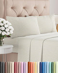 Twin 4 Piece Sheet Set - Cooling & Breathable Bed Sheets - Hotel Luxury Bed Sheets for Women, Men, Kids & Teens - Bedding w/Deep Pockets & Easy Fit - Soft & Wrinkle Free - Twin Beige Stripes Sheets