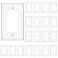 Decorator Wall Plates, Paddle Light Switch Covers, Wall Plates for Rocker Light Switches or Receptacle Outlets, Electrical Decora Faceplate Cover, Single Gang Wallplate, White, 20 Pack