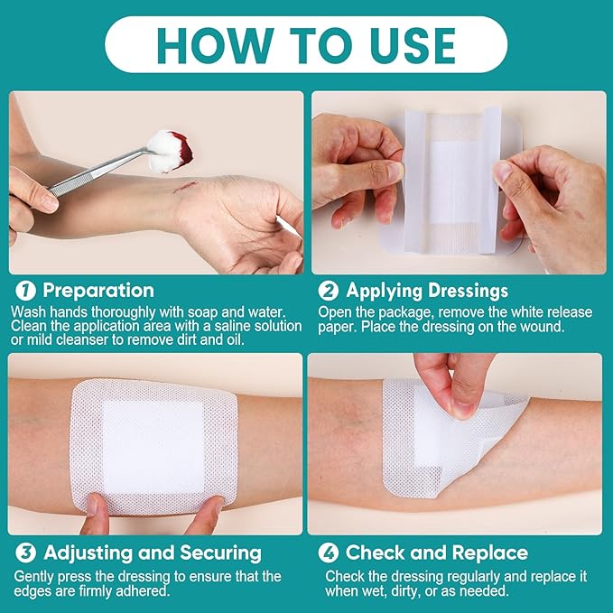 150 Count Island Dressing Bordered Gauze 4" x 4", Gauze Pads Individually Wrapped, Non-Stick Pad in Center with Adhesive Border, Bandages for Wounds, First Aid