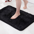 MIULEE Extra Thick Non Slip Bathroom Rug Shaggy Soft Bath Mat Plush Microfiber Absorbent Water for Shower Tub Machine Washable (Black, 20x30 Inches)