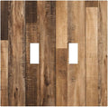 Rustic Brown Wood Splicing Vintage Dark Oak Print Decorative Switch Plates 2 Gang Double Toggle Outlet Light Switch Cover Wall Plate Electrical Faceplate for Farmhouse Home Decor