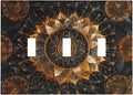 Cool Colorful Mandal Flowers Boho Floral Decorative Switch Plates 3 Gang Wall Plate Triple Toggle Light Switch Cover Faceplate Electrical Wall Panels for Bed Room Living Room Decor