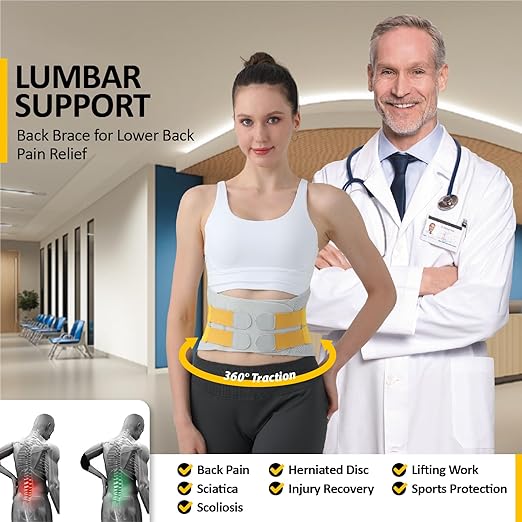 Back Brace for Men Lower Back Pain Relief, Breathable Back Support Brace for Women, Adjustable Lumbar Support Belt for Herniated Disc, Sciatica, Scoliosis Pain Relief (M:28.5"-37.4")