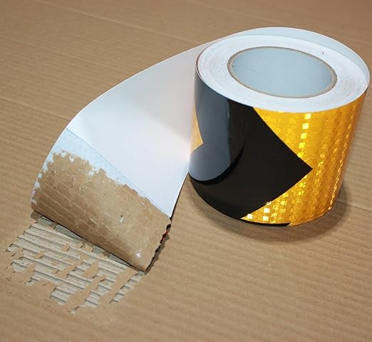 Yellow and Black Reflective Tape 4 inch X 166 feet, Outdoor Waterproof Hazard Conspicuity Warning Industrial Marking Tape
