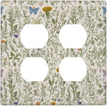 Floral Vintage Garden Plants Herbs Flower Botanical Outlet Covers 2-Gang Duplex Light Switch Covers Decorative Mustard Green Gfci Wall Plate Electrical Receptacle Switchplate Plug Faceplate