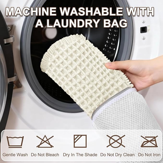 Hiasan Waffle Bath Mat, Super Absorbent Non Slip Bathroom Boho Rug with Tassels, Machine Washable Bath Mats for Bathroom, Ultra Soft Rubber Backed Rug, White, 20 x 32 Inches
