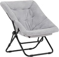 Tiita Comfy Saucer Chair, Soft Faux Fur Oversized Folding Accent Chair, Lounge Lazy Chair for Kids Teens Adults, Metal Frame Moon Chair for Bedroom, Living Room, Dorm Rooms, X-Large, Grey