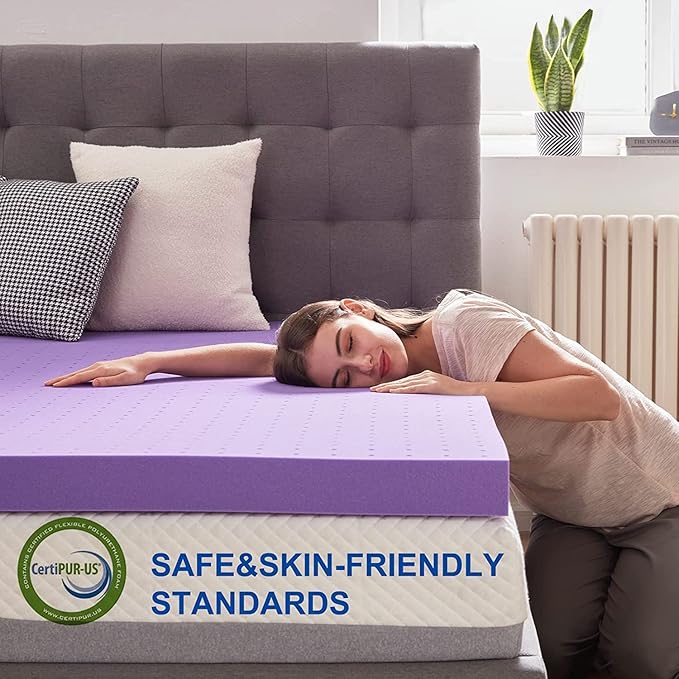 SINWEEK 1.5 Inch Gel Memory Foam Mattress Topper Ventilated Soft Pressure Relieve Mattress Pad, Breathable Bed Topper, CertiPUR-US Certified, Twin Size