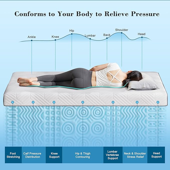 EnHomee Memory Foam Mattress Topper,3 Inch Twin Mattress Topper Pressure Relief with Cooling Gel and Removable & Washable Embossed Cover, CertiPUR-US & Oeko-TEX Certified, White, Twin