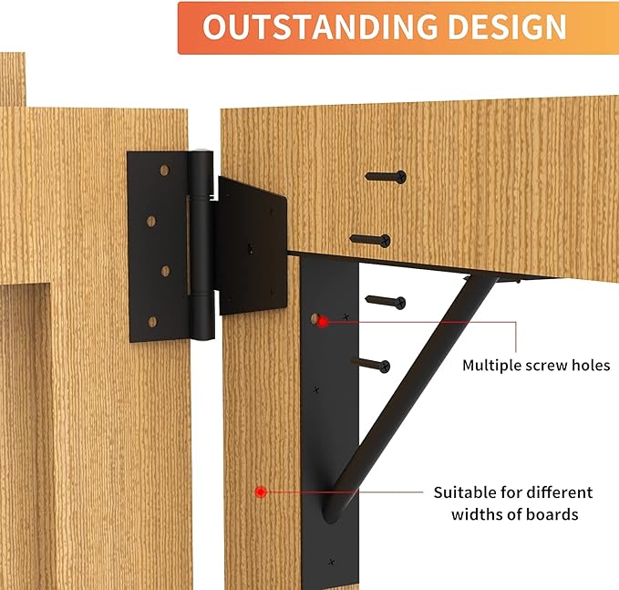 Gate Corner Brace Bracket Heavy Duty Adjustable No Sag Kit Durable Solid Iron for Shed Doors,Driveway Gates,Corral Gates,Wood Windows,Gate Frame Kit,Gate Hardware