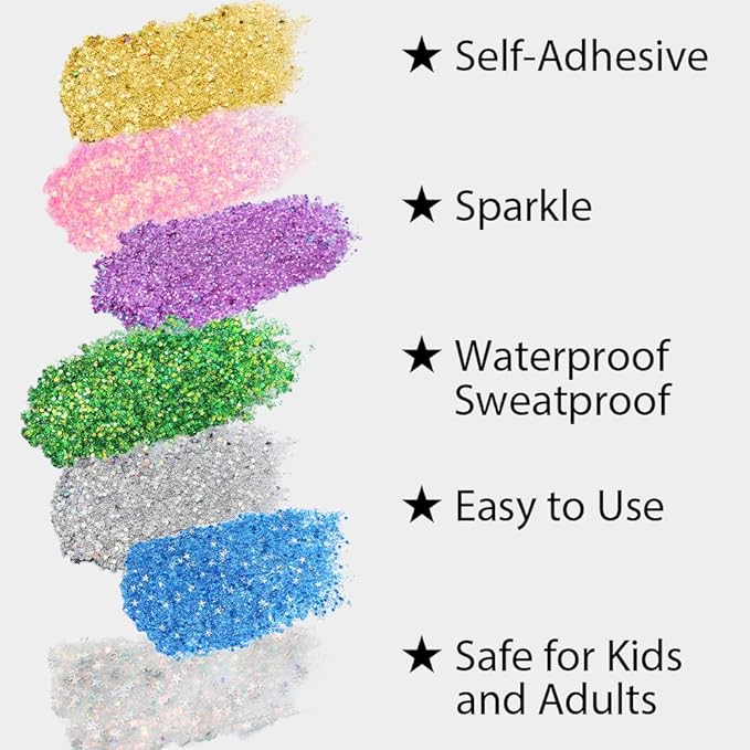 Mysense Purple Body Glitter Stick,Mardi Gras Face Hair Glitter,Festival Concert Rave Outfit Accessories for Women,Mermaid Sequins Chunky Glitter Makeup,0.56oz